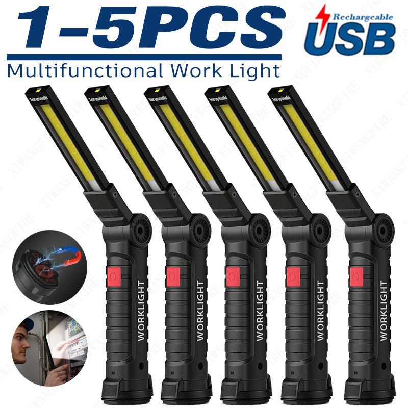 Outdoor Camping Adventure Lamp - 1-5PCS มัลติฟังก์ชั่นพับแสงทํางานแบบพกพา Camping Light USB ชาร์จไฟฉายแบตเตอรี่ในตัวโคมไฟแม่เหล็ก