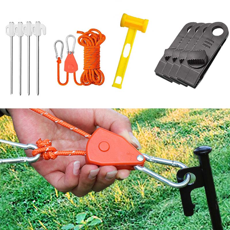 Outdoor Camping Guy - Pulley Regulatorเต็นท์สะท้อนแสงสูงWindproofเชือกเรืองแสงGuy Lines Campingสายไฟเล็บค้อนสําหรับCampingกลางแจ้ง