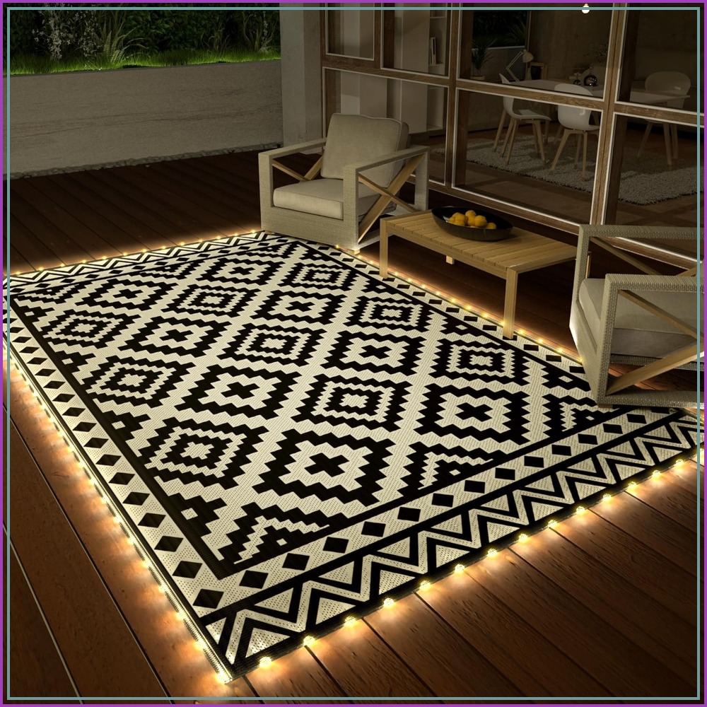 Outdoor Camping Rug With Led Lights - พรมกลางแจ้งขนาด 5' X 8' พร้อมไฟ LED,