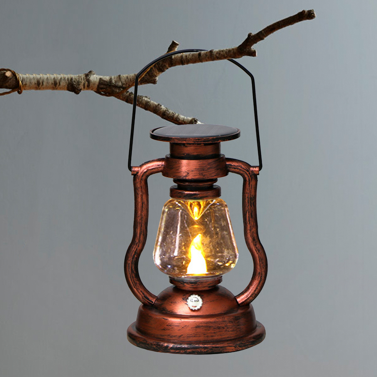 Outdoor Camping Adventure Lamp - ไฟบรรยากาศสไตล์เรโทร LED พลังงานแสงอาทิตย์ โคมไฟน้ำมัน แสงกะพริบไร้เปลวไฟ โคมไฟแขวนกลางแจ้ง