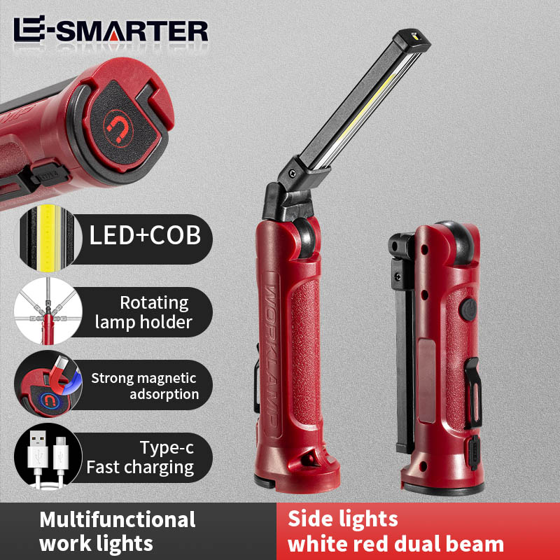 Outdoor Camping Adventure Lamp - COB LED ไฟทำงานแบบชาร์จไฟได้พับไฟฉายกลางแจ้งแคมป์ปิ้งซ่อมรถยนต์โคมไฟแบบพกพาพร้อมตะขอแขวนแม่เหล็ก