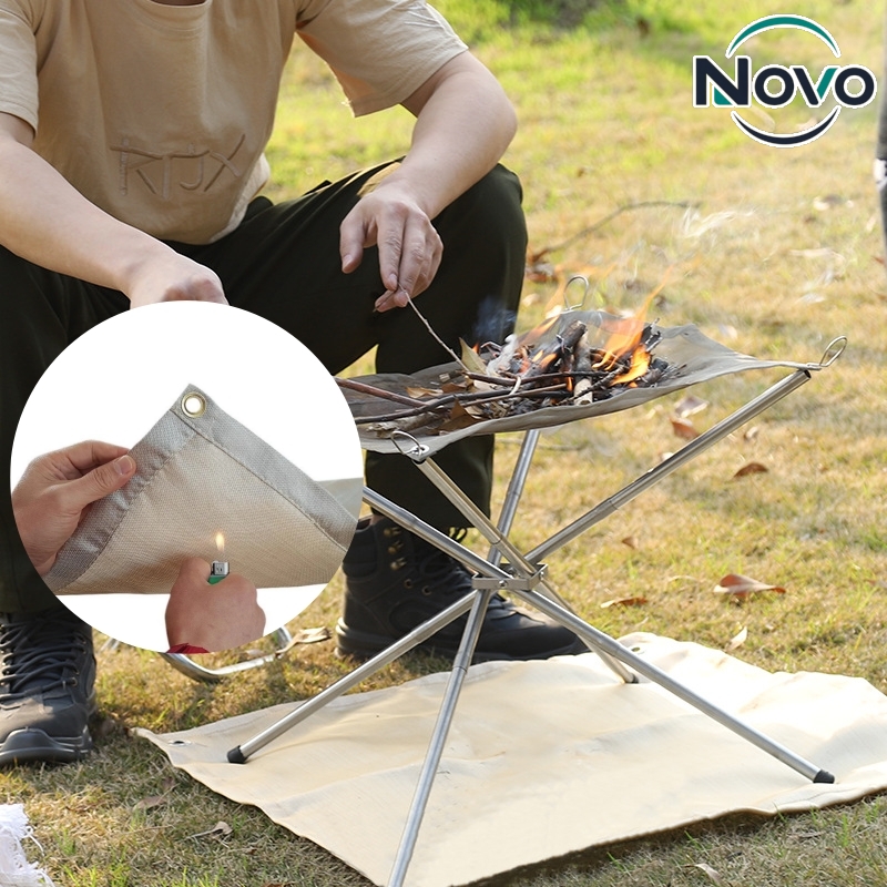 Outdoor Camping Fire - แผ่นรองกันไฟสำหรับตั้งแคมป์กลางแจ้ง แผ่นกันไฟสำหรับเตาไฟ บาร์บีคิว เตาผิง ป้องกันความร้อน ป้องกันพื้น
