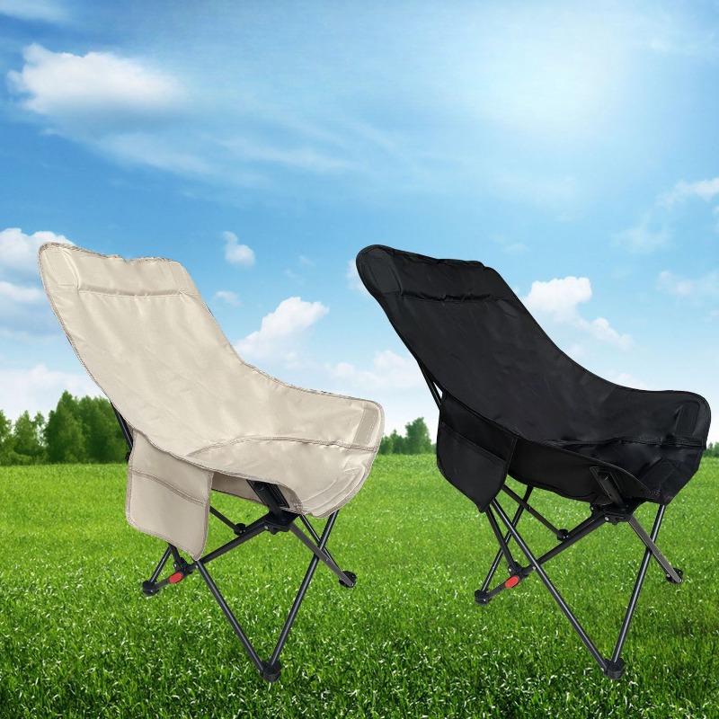 Outdoor Camping High Chair - เก้าอี้พักผ่อนพับได้ปรับระดับได้สามระดับพนักพิงสูงสำหรับตั้งแคมป์ ตกปลา ชายหาด ใช้เป็นเตียงนอนกลางวันได้
