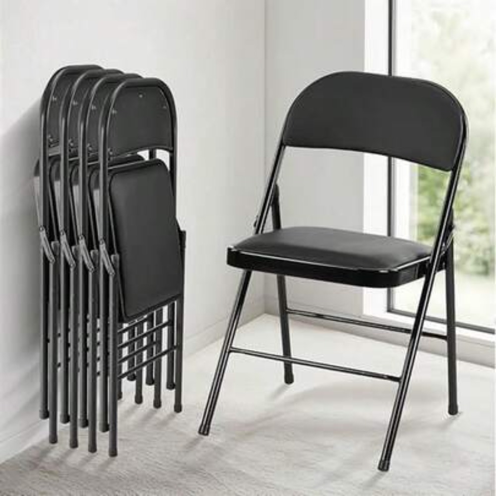 Outdoor Camping Chairs Folding - เก้าอี้พับ 4 ตัว พร้อมเบาะหนัง เก้าอี้พับโครงโลหะแข็งแรง ทนทาน