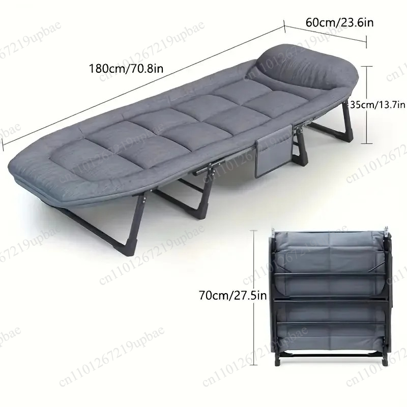 Outdoor Camping Chairs Folding - เตียงนอนพับได้แบบพกพา เก้าอี้แคมป์ปิ้งแบบแข็งแรง ปรับความสูงได้ พร้อมที่นอน สำหรับเดินทาง ท่องเที่ยว