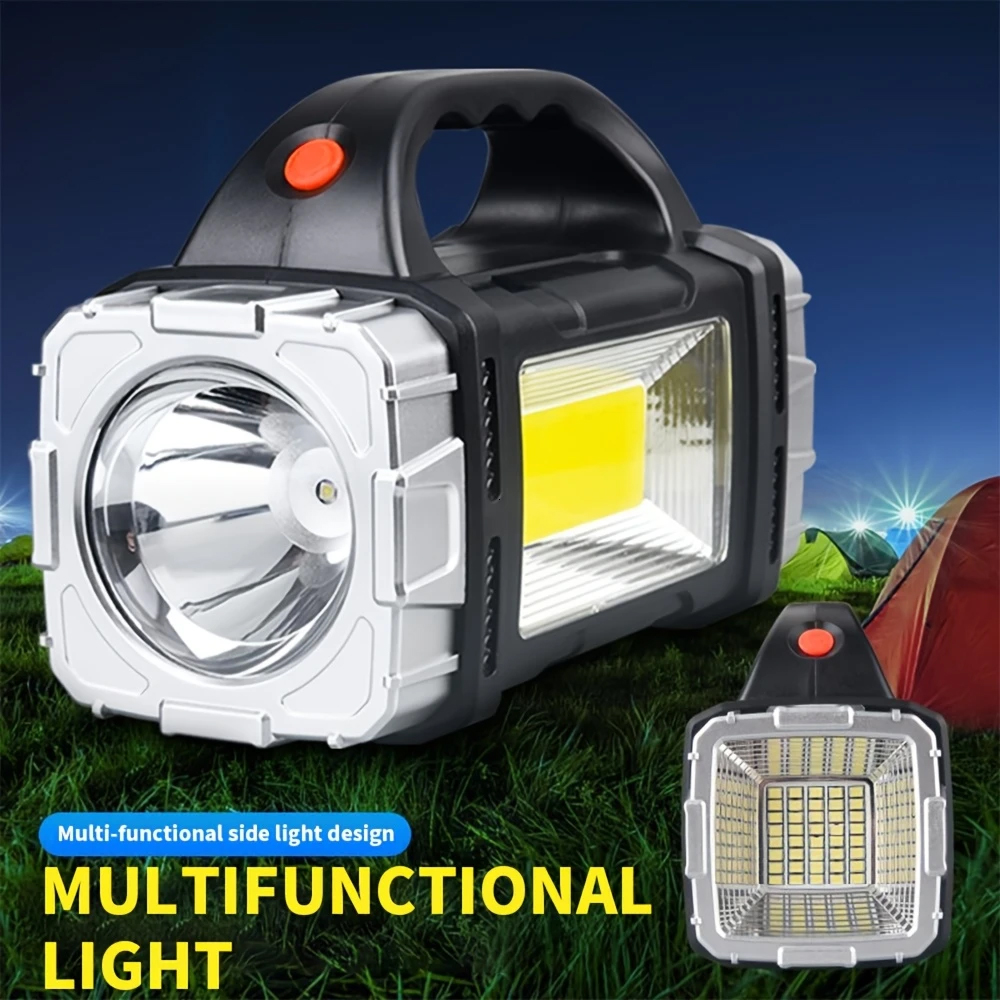 Outdoor Camping Adventure Lamp - ไฟฉายแบบพกพาที่มีประสิทธิภาพแบบชาร์จไฟได้ผ่าน USB ไฟ LED พลังงานแสงอาทิตย์พร้อมไฟทำงานแบบ COB