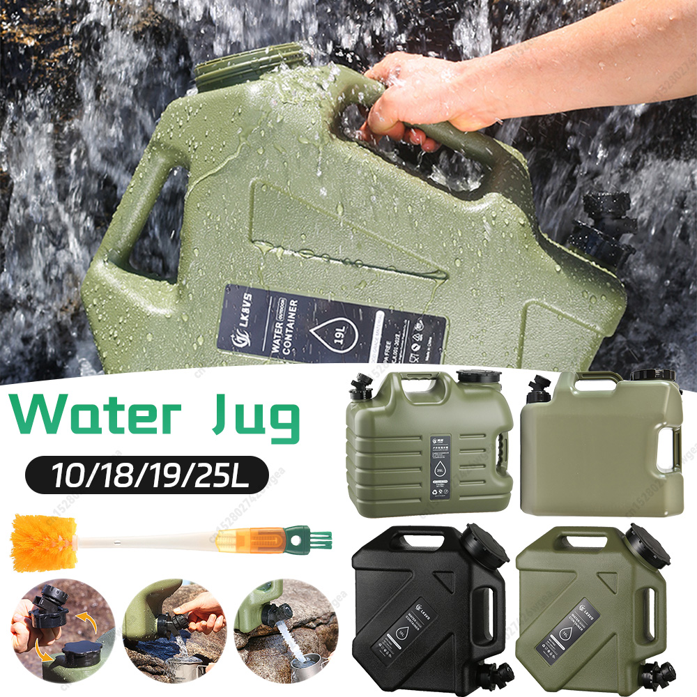 Outdoor Camping Water Jug - 10/18/19/25L Camping เหยือกน้ํากลางแจ้งน้ําคอนเทนเนอร์ก๊อกน้ําถังน้ําขนาดใหญ่ความจุถังน้ํา