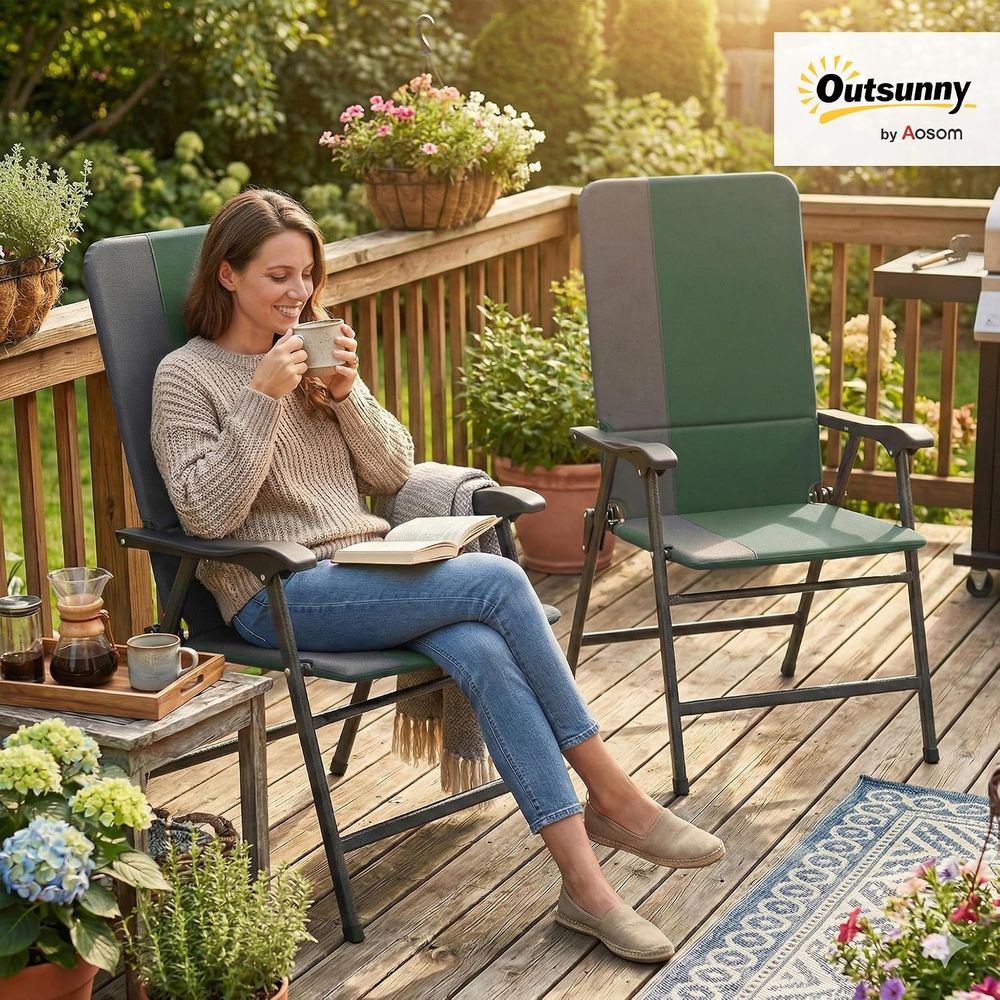 ชุดเก้าอี้กลางแจ้งพร้อมพนักพิง - Outdoor Camping High Chair บทวิจารณ์และราคา
