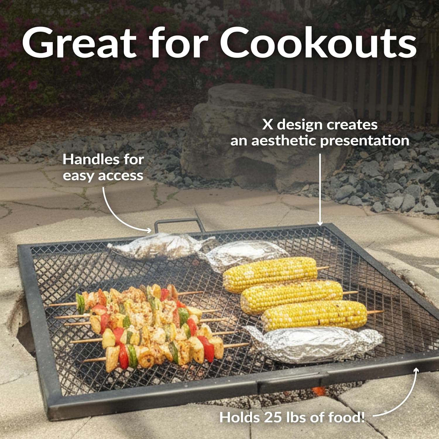ตะแกรงย่างเหล็กสำหรับเตาไฟกลาง - Outdoor Camping Fire บทวิจารณ์และราคา