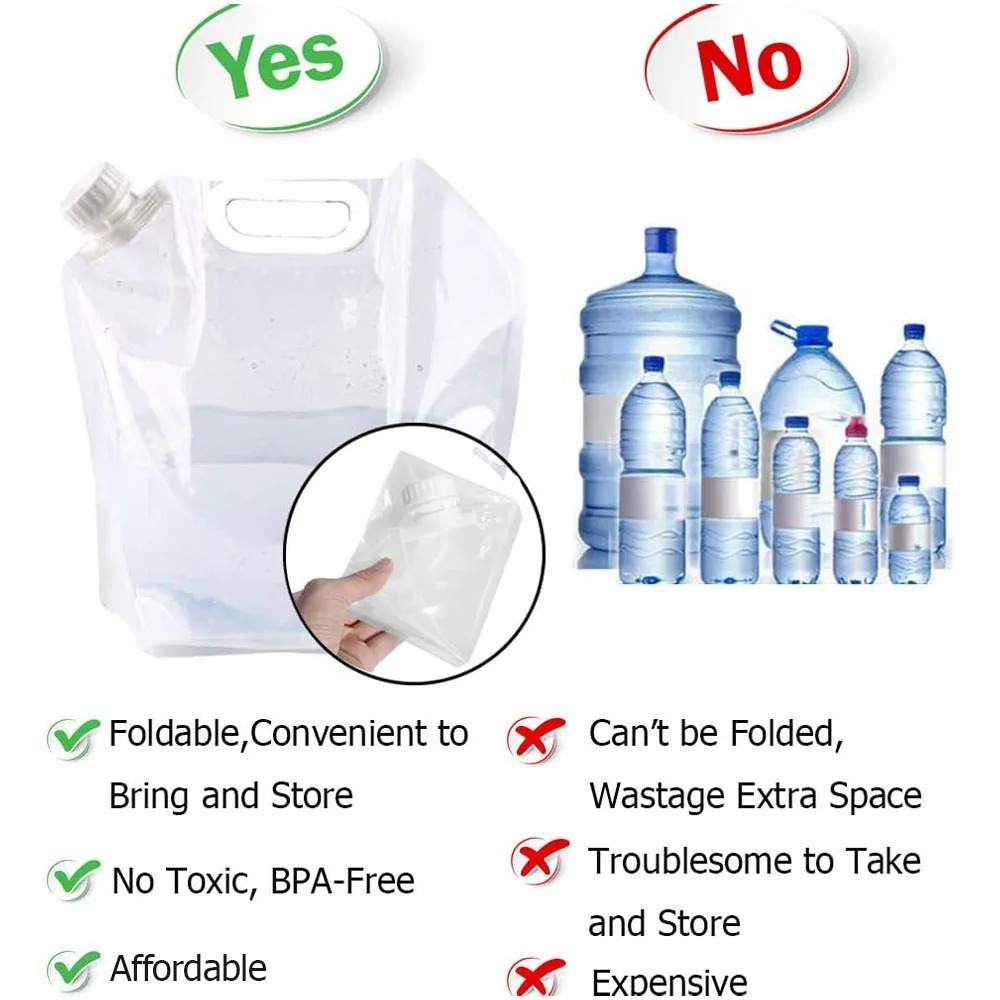 ถุงน้ำแบบพกพาขนาด 5 ลิตร ถังพั - Outdoor Camping Water Jug บทวิจารณ์และราคา