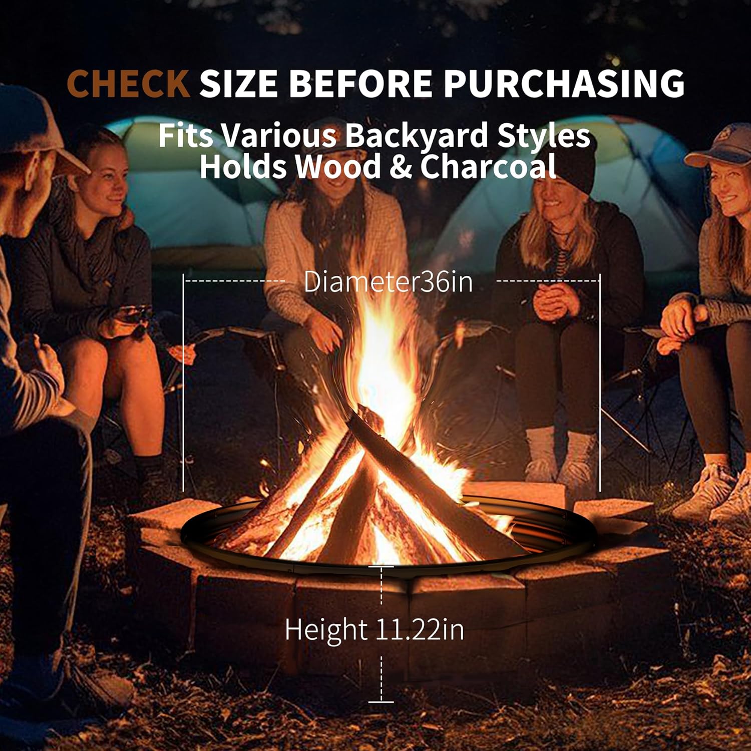 วงแหวนเตาไฟขนาด 36 นิ้ว สำหรับ - Outdoor Camping Fire บทวิจารณ์และราคา