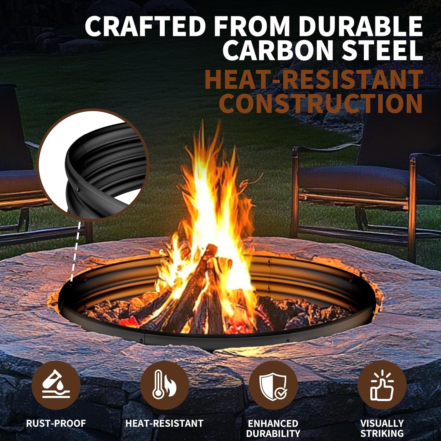 วงแหวนเตาไฟขนาด 36 นิ้ว สำหรับ - Outdoor Camping Fire บทวิจารณ์และราคา