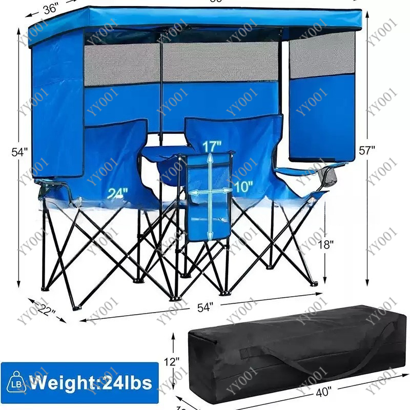 เก้าอี้พับได้แบบพกพาสองที่นั่ง - Outdoor Camping Chairs Folding บทวิจารณ์และราคา