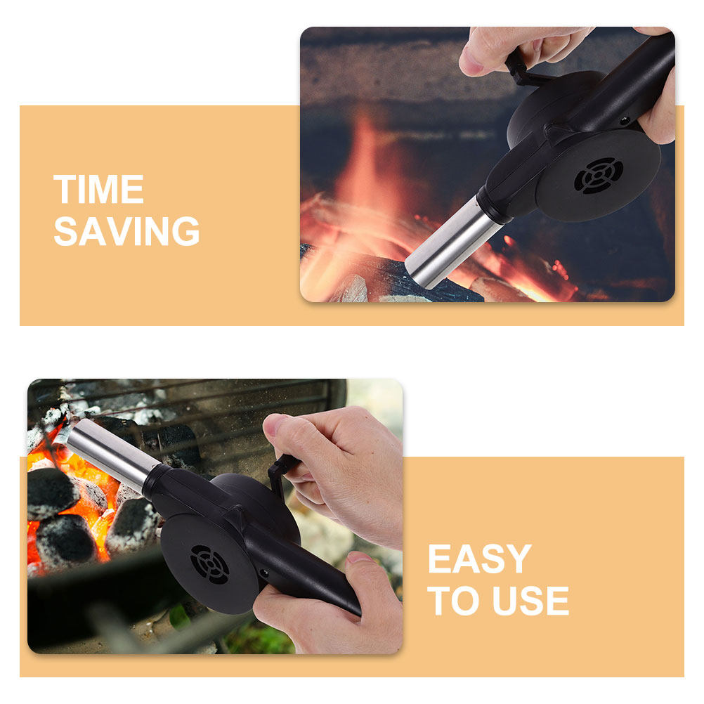 พัดลมมือหมุนสีดำสำหรับบาร์บีคิ - Outdoor Camping Fire บทวิจารณ์และราคา